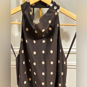 100% silk cowl neck knee length dress